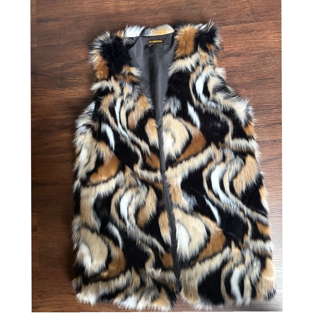 NY Imperial Tricolor Jacquard Faux Fur‎ Gilet Vest